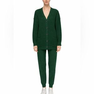 Women's Green Knit Cardigan and Pants Set